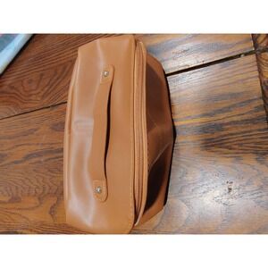 Rose of No Man's Land Cognac Brown Faux Leather Travel Toiletry Cosmetic Bag